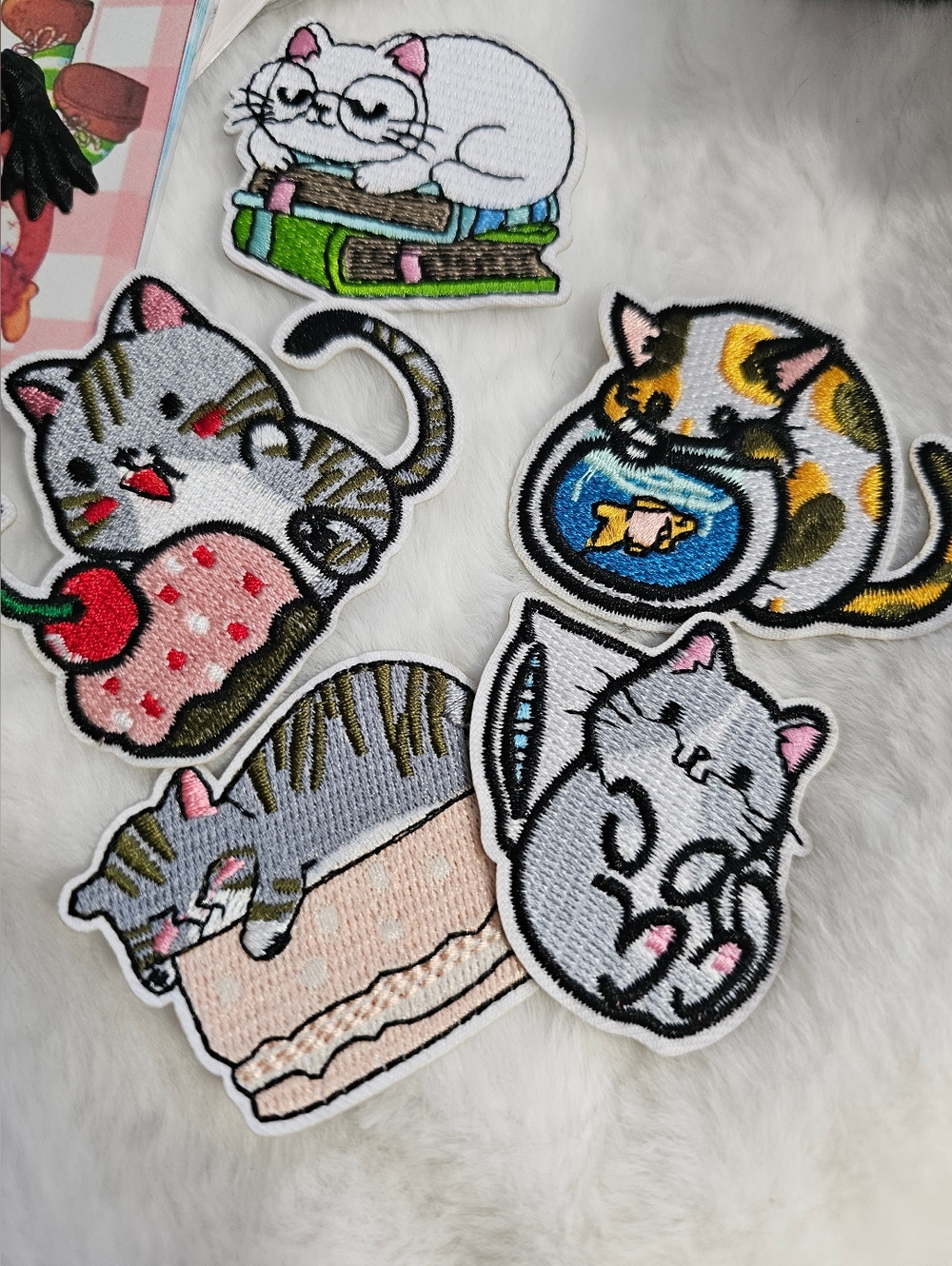 Calico & Grey Cat Embroidered Patches - Cute Cat Appliqué Set